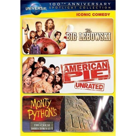 3 Movies: Big Lebowski, American Pie, Monty Python's Meaning of Life (DVD) NWT - Picture 1 of 3